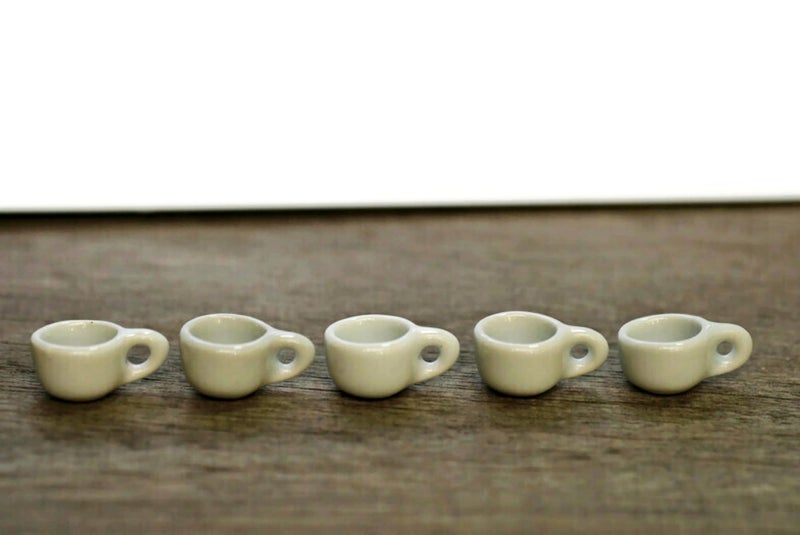 BUYEASY 10 White Gray Coffee Tea Cup Size 2 X 1.5 CM Dollhouse Miniatures Food Kitchen Docoration - Image 4
